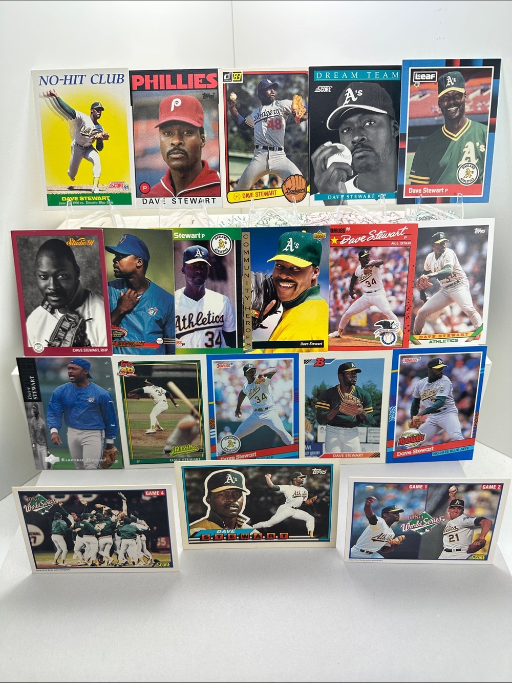 Dave Stewart vintage 83 Dodgers Donruss/86 Topps Phillies + A’s/Blue Jays cards